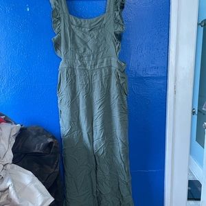 Pink lily green coveralls